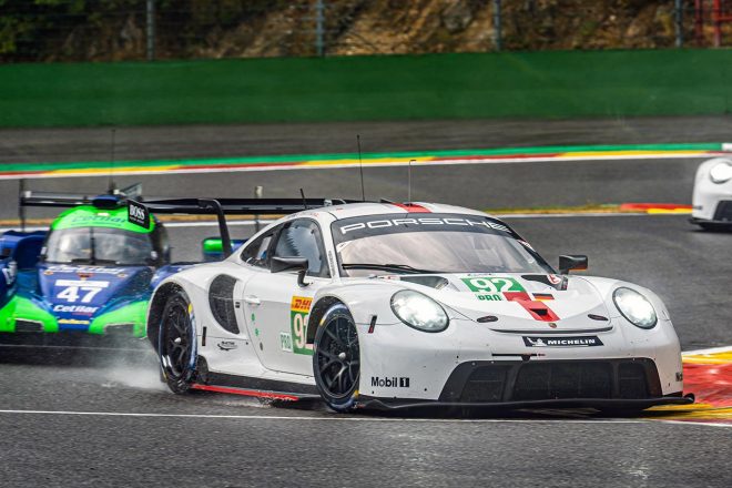 GTEプロクラスの接戦をものにしたポルシェ92号車。最後は燃費レースにもなった。