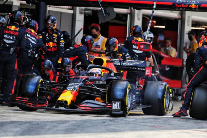2020年F1第6戦スペインGP　マックス・フェルスタッペン（レッドブル・ホンダ）のピットストップ