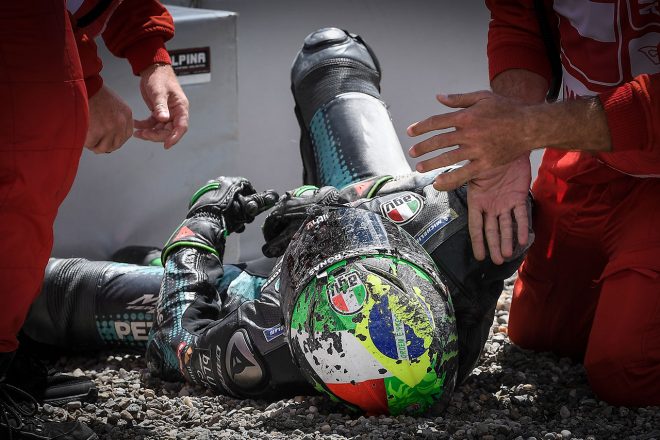 大クラッシュを喫したフランコ・モルビデリ（ペトロナス・ヤマハSRT）／2020年MotoGP第5戦オーストリアGP