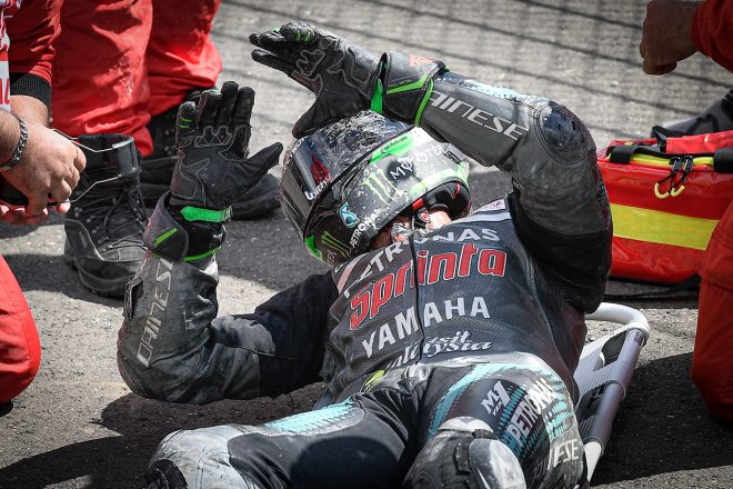 大クラッシュを喫したフランコ・モルビデリ（ペトロナス・ヤマハSRT）／2020年MotoGP第5戦オーストリアGP