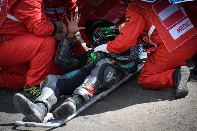大クラッシュを喫したフランコ・モルビデリ（ペトロナス・ヤマハSRT）／2020年MotoGP第5戦オーストリアGP