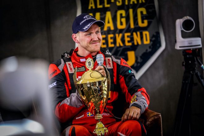 僚友ロビン・ラーソンは、2020年6月開催のRallyX Nordic開幕戦"All-Star Magic Weekend"で優勝を飾っている