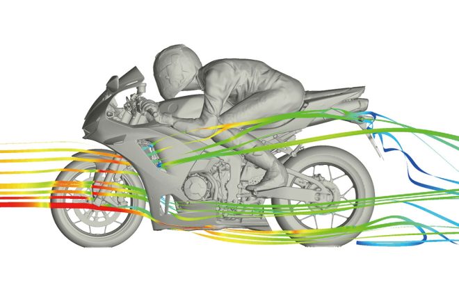 ホンダCBR600RR ミドルカウルアウトレット、ロアカウルエアフロー（CGイメージ）