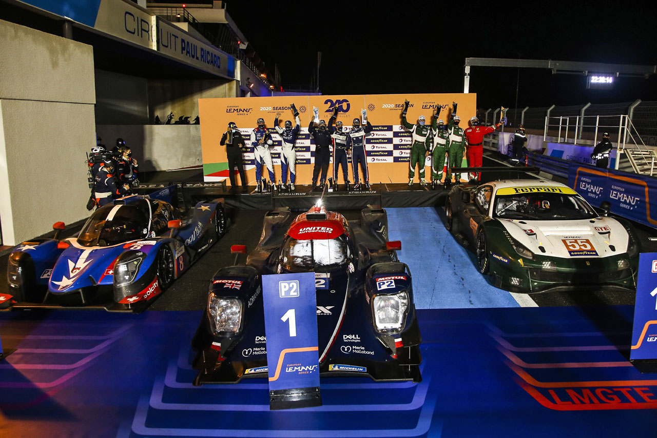 2020年ELMS第3戦ル・キャステレ240 表彰台前に並べられた各クラスの優勝マシン