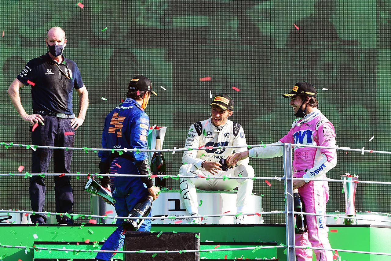 2020年F1第8戦イタリアGPピエール・ガスリーがF1初優勝を果たした表彰台