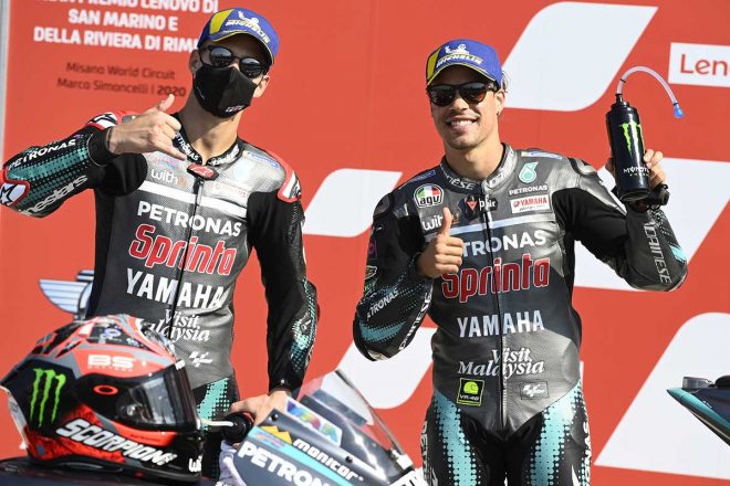 2020年MotoGP第7戦サンマリノGP予選 2番手のフランコ・モルビデリ、3番手ファビオ・クアルタラロ