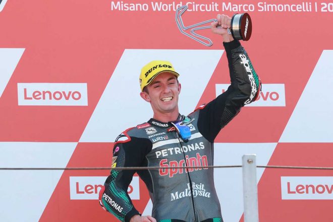MotoGP第7戦サンマリノGP　Moto3クラス：優勝したジョン・マクフィー（Petronas Sprinta Racing）