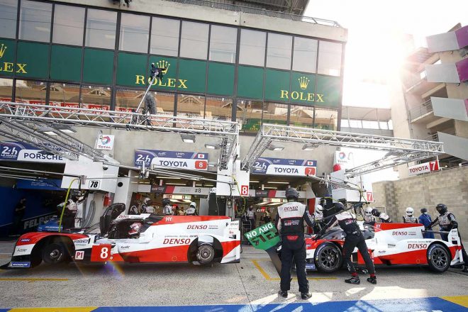 2020年もトヨタはル・マンにおける“定位置”である最終コーナー寄りにピットを構える。