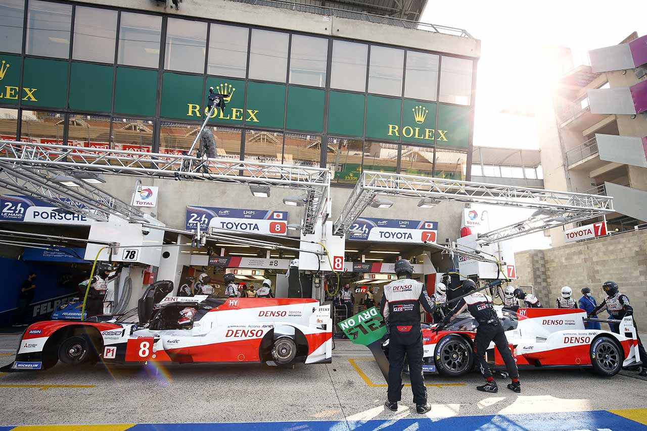 2020年もトヨタはル・マンにおける“定位置”である最終コーナー寄りにピットを構える。