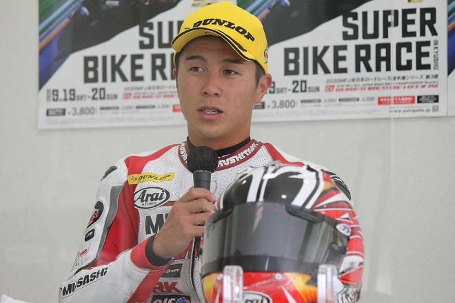 全日本ロードレース選手権第3戦オートポリスST1000クラス：2位の名越哲平（MuSASHi RT HARC-PRO）