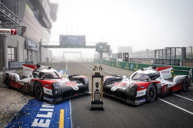 第7戦ル・マン24時間レースで1-3フィニッシュを飾った2台のトヨタTS050ハイブリッド。バーレーンが真の「ラストラン」となる。