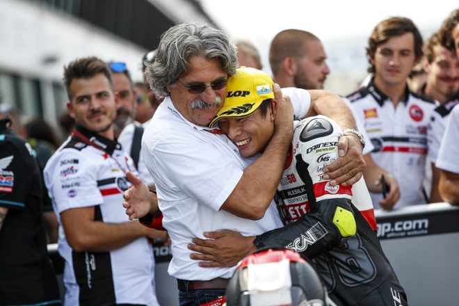2019年第13戦サンマリノGP パオロ・シモンチェリと鈴木竜生（SIC58 Squadra Corse）