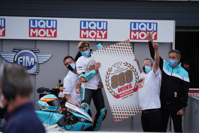 2020年MotoGP第12戦テルエルGP Moto3クラス：NSF250RWでホンダ800勝目を達成したジャウマ・マシア（Leopard Racing）