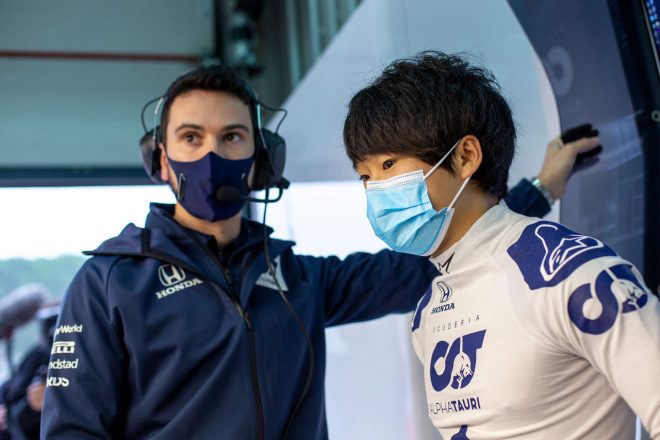 イモラサーキットにて、F1初テストを行った角田裕毅