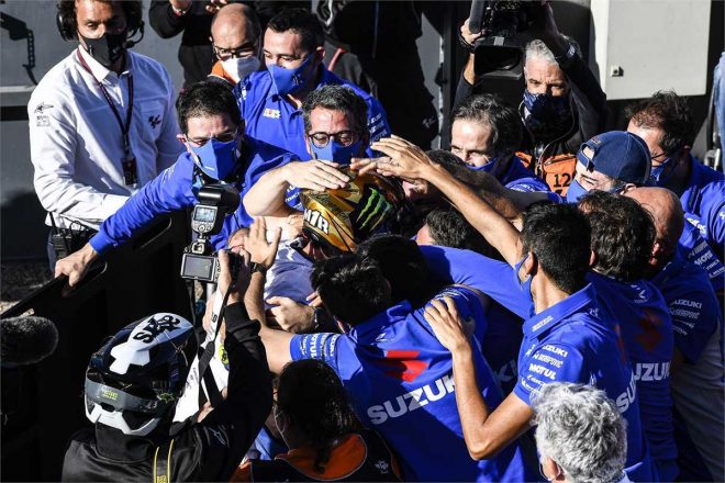 2020年MotoGP第14戦バレンシアGP　タイトルを獲得したジョアン・ミル（チーム・スズキ・エクスター）