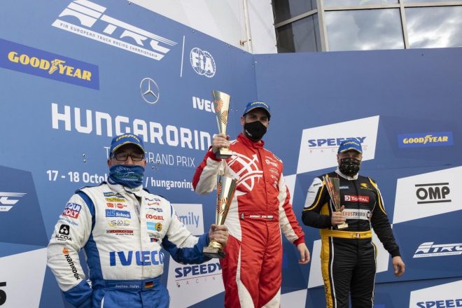 地元戦で3勝を挙げる大活躍を演じてランキング首位につけたノルベルト・キス(レベス・トラック・レーシング/MAN)の戴冠も幻に