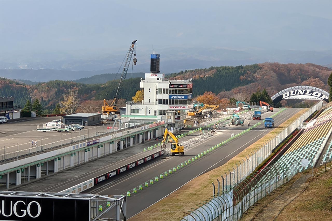 西ピット、ピットロード拡張の工事がスタートしたスポーツランドSUGO