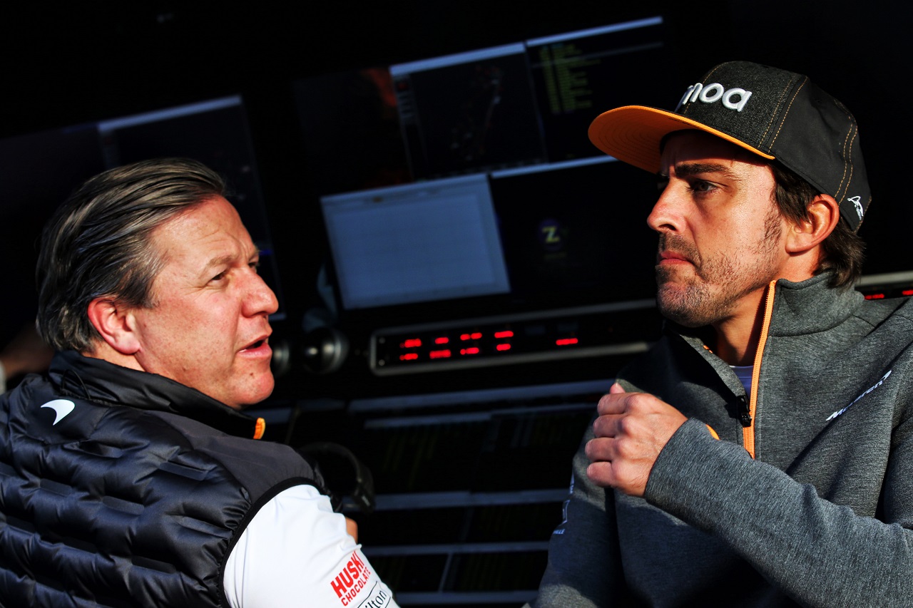 2019年F1バルセロナテスト　フェルナンド・アロンソとマクラーレンのザク・ブラウン