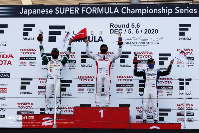 2020年スーパーフォーミュラ第5戦表彰式の様子