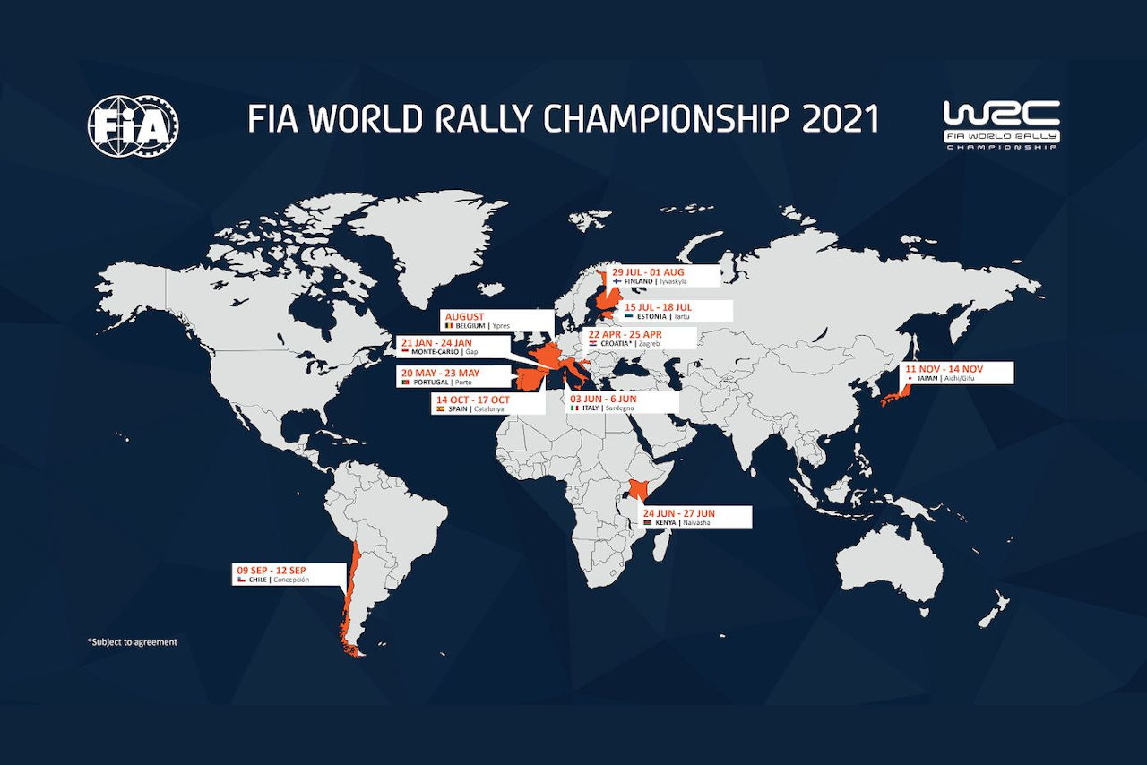 2021年WRC改訂版スケジュール（1月8日発表）