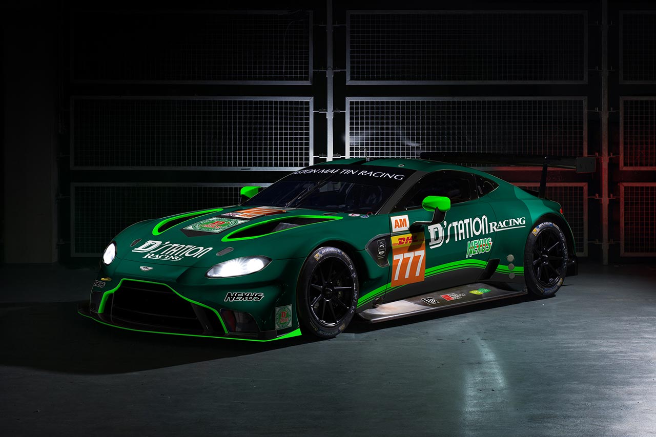 WEC世界耐久選手権に参戦するD'station RacingのバンテージGTE。ボディーラインをさらに強調するD'station のライトグリーンラインを追加した。