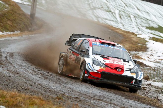 ラリーらしい“攻めの走り”を見せる勝田貴元（トヨタ・ヤリスWRC）