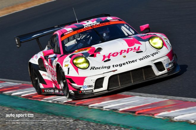 2021年2月に行われた岡山国際サーキットでのスポーツ走行枠で走るHOPPY Porsche