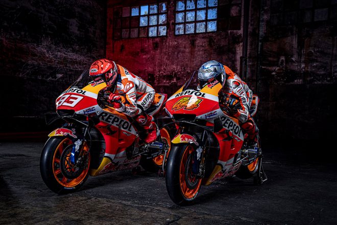 2021MotoGP：マルク・マルケス、ポル・エスパルガロ（レプソル・ホンダ・チーム）が駆る2021年型ホンダRC213V