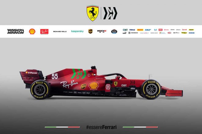 フェラーリの2021年型F1マシン『SF21』右側面