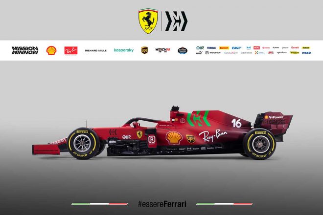 フェラーリの2021年型F1マシン『SF21』左側面