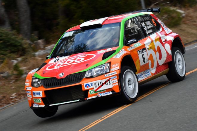 快走を見せた2台のシュコダ・ファビアR5。福永修／齊田美早子組はSS4で痛恨のパンクにより後退。JN1クラス3位でフィニッシュ