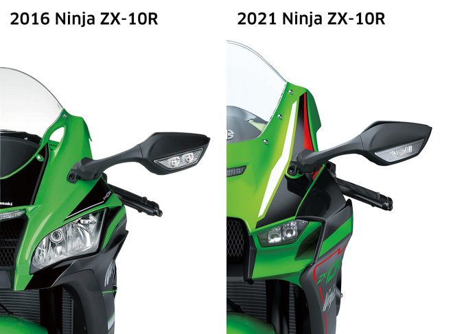 カワサキNinja ZX-10Rの2016年モデルと2021年モデルの比較