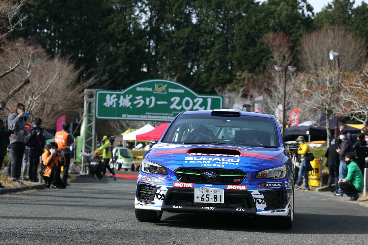 優勝した富士スバル AMS WRX STI（新井敏弘／田中直哉組）　2021全日本ラリー第2戦新城