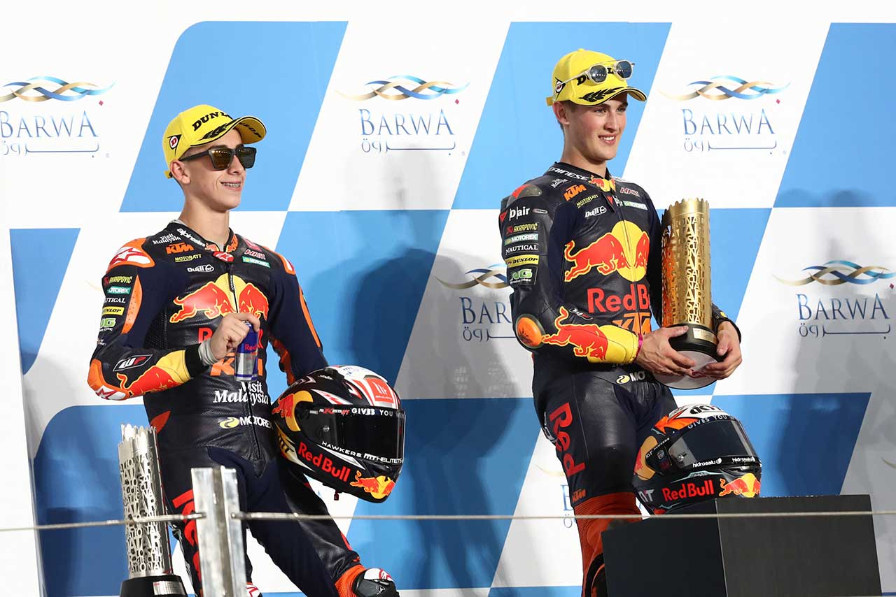2021年MotoGP第1戦カタールGP Moto3決勝レース：Red Bull KTM Ajoのジャウマ・マシアが優勝、2位はチームメイトのペドロ・アコスタ