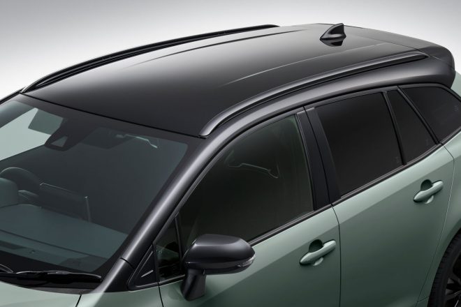 ダークグレーメタリック塗装のルーフレール