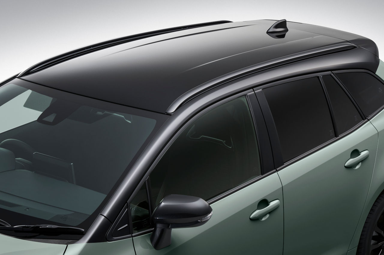 ダークグレーメタリック塗装のルーフレール