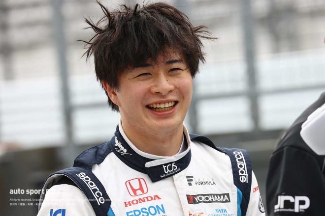 2021スーパーフォーミュラ第1戦富士　予選2番手を獲得し笑顔を見せる大湯都史樹（TCS NAKAJIMA RACING）