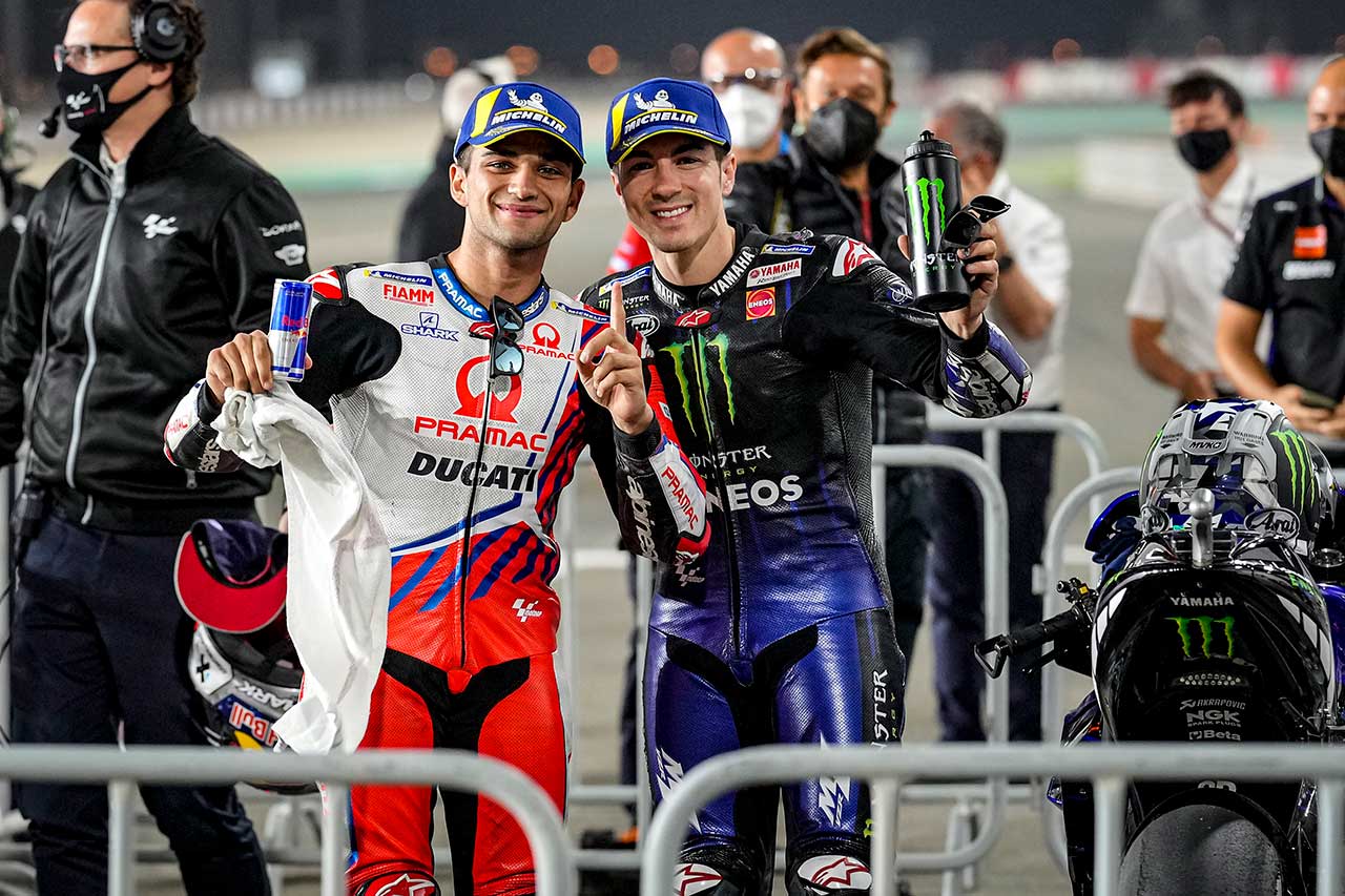 2021年MotoGP第2戦ドーハGP予選　PPのホルヘ・マルティン と3番手マーベリック・ビニャーレス
