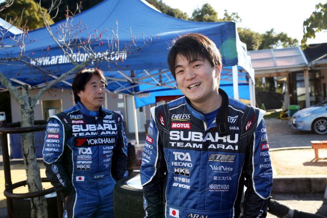 新井大輝（手前）と新井敏弘（奥）　2020JRC第2戦新城