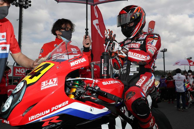 ポールスタートの渡辺一樹（YOSHIMURA SERT MOTUL）／2021年全日本ロード第1戦もてぎ JSB1000