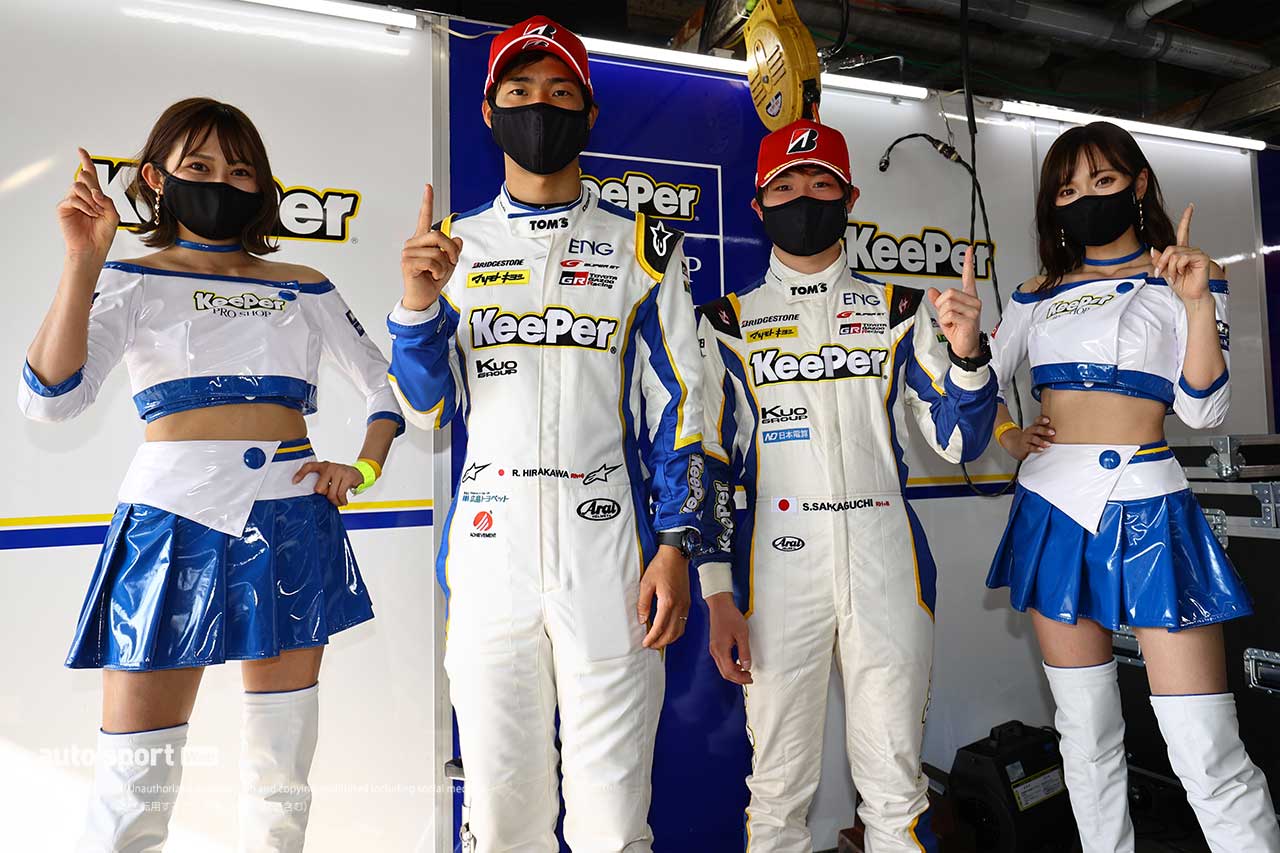 2021スーパーGT第1戦岡山　予選でポールポジションを獲得した平川亮と阪口晴南（KeePer TOM’S GR Supra）