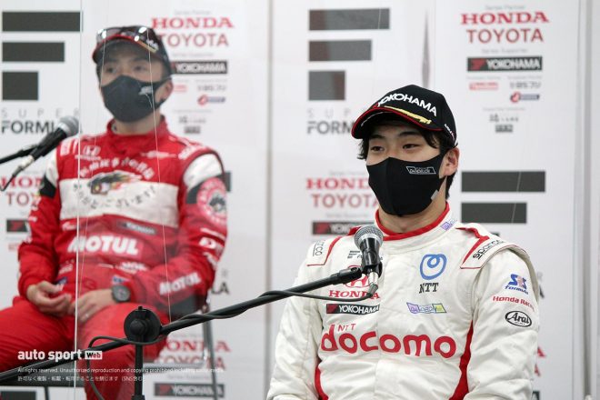 2021スーパーフォーミュラ第2戦鈴鹿　ポールポジションを獲得した福住仁嶺（DOCOMO TEAM DANDELION RACING）と2番手の野尻智紀（TEAM MUGEN）