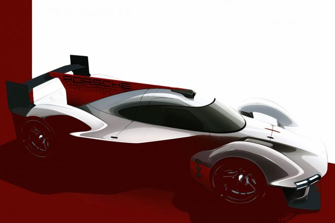 ポルシェが発表しているLMDh車両のイメージ