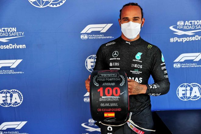 前人未到、F1通算100回目のポールポジションを獲得した王者ハミルトンさん