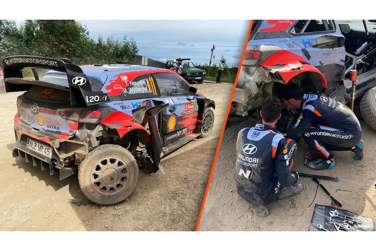 SS7でクラッシュを喫したティエリー・ヌービルのヒュンダイi20クーペWRC　2021年WRC第4戦ポルトガル