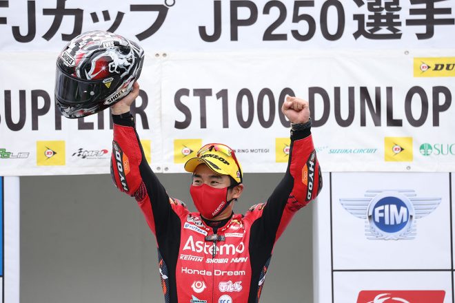 優勝した渡辺一馬（Astemo Honda Dream SI Racing）／2021年全日本ロード第3戦SUGO ST1000 決勝