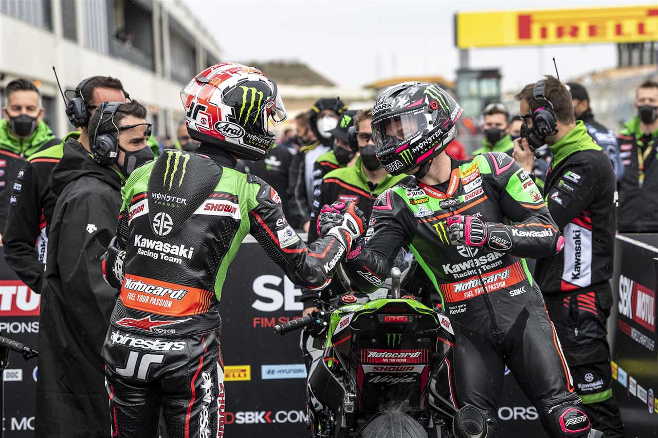 2021年SBK第1戦アラゴン決勝レース2　ジョナサン・レイ、アレックス・ロウズ（Kawasaki Racing Team WorldSBK）