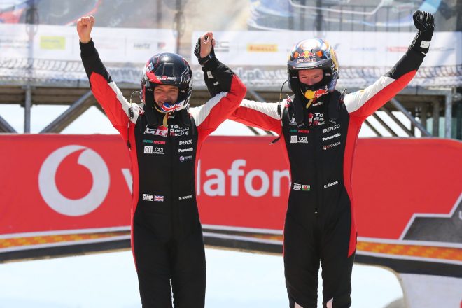 優勝したエルフィン・エバンス／スコット・マーティン組（トヨタ・ヤリスWRC）　　2021年WRC第4戦ポルトガル