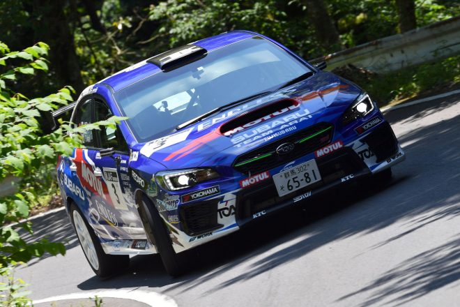 初日にデイリタイアを喫した新井敏弘／田中直哉（富士スバル AMS WRX STI）