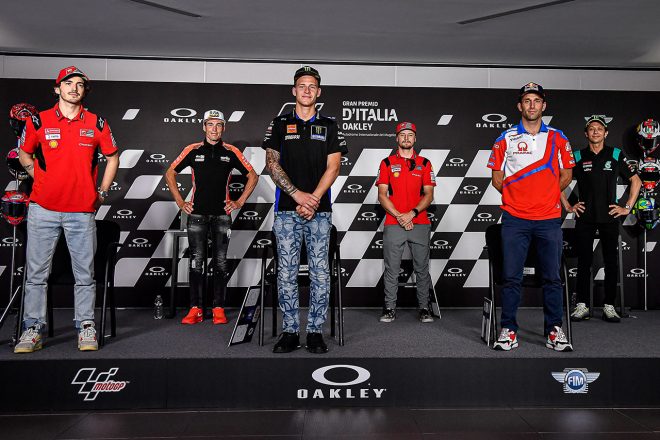 2021年MotoGP第6戦イタリアGPのプレスカンファレンスに出席したライダー